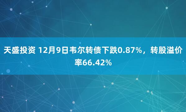 天盛投资 12月9日韦尔转债下跌0.87%,转股溢价率66.42%