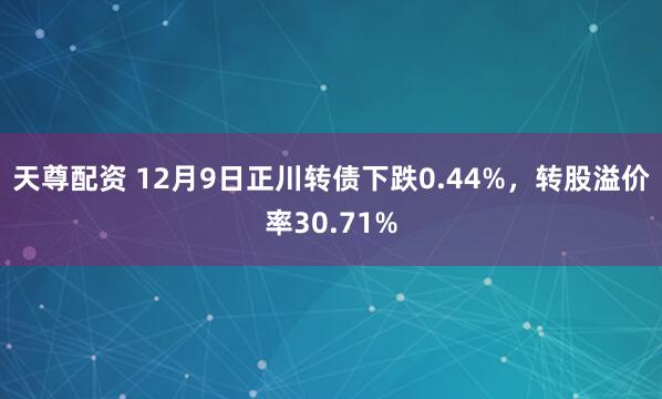 天尊配资 12月9日正川转债下跌0.44%，转股溢价率30.71%